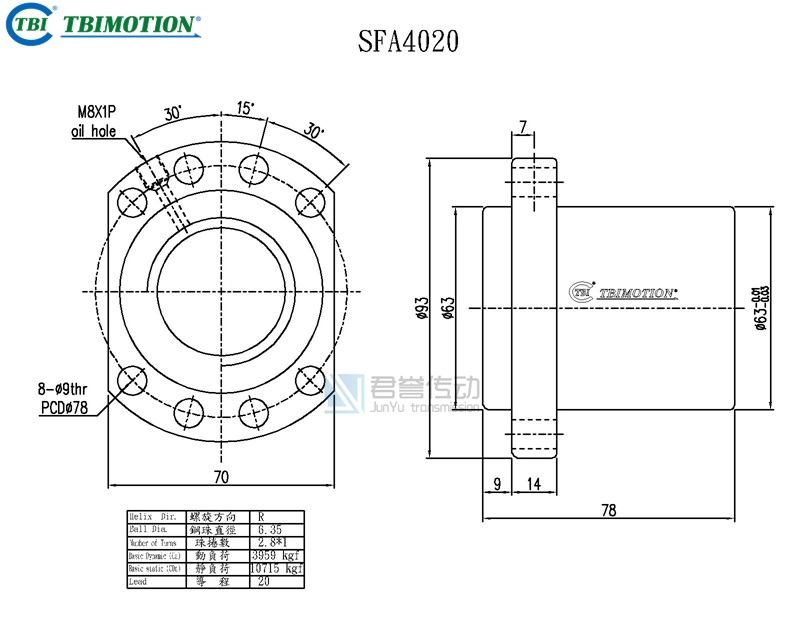 臺(tái)灣tbi滾珠絲桿SFAR04020B1D