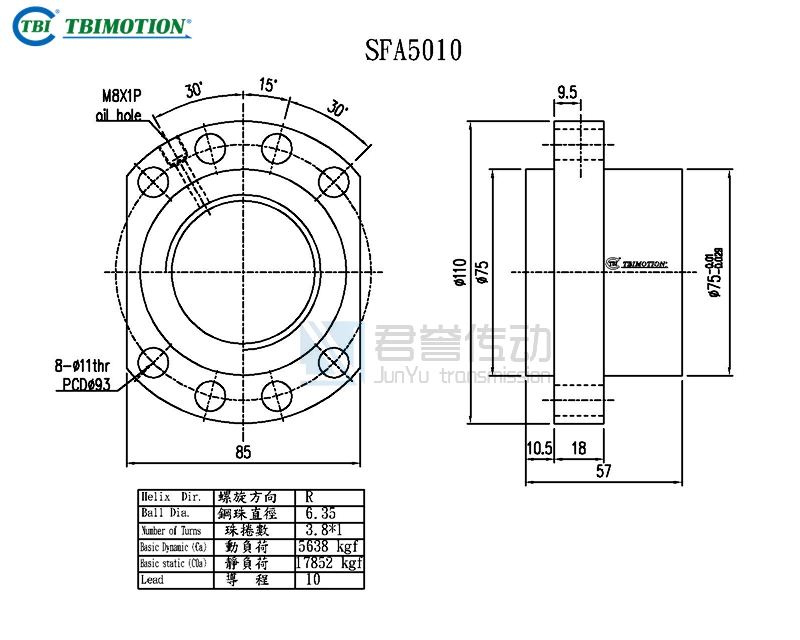 臺灣TBI滾珠絲桿SFAR05010C1D