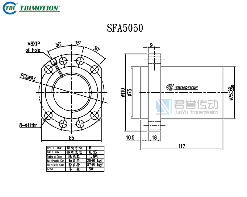 臺灣TBI滾珠絲桿SFAR05050A1D